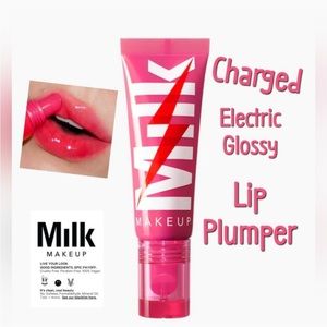 Milk makeup lip plumper lip gloss bright pink shade charged 💖